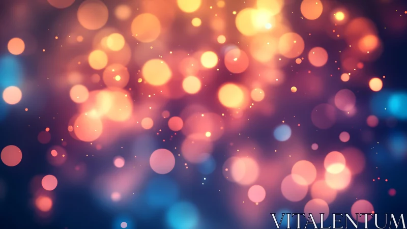 Vibrant abstract bokeh lights on dark background, digital art style.