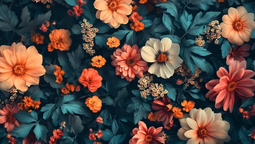 Twilight Garden Magic: Radiant Blooms in Jeweled Tones.