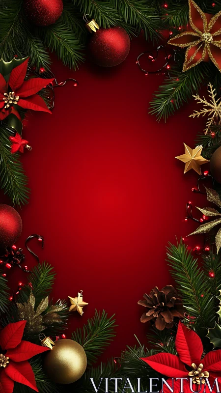 Festive Christmas border frames a rich red background.