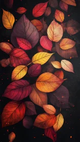 Chromatic autumn foliage array with detailed venation rendering.