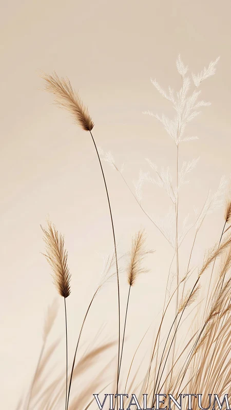 Delicate dried grasses in soft minimalist vertical composition.