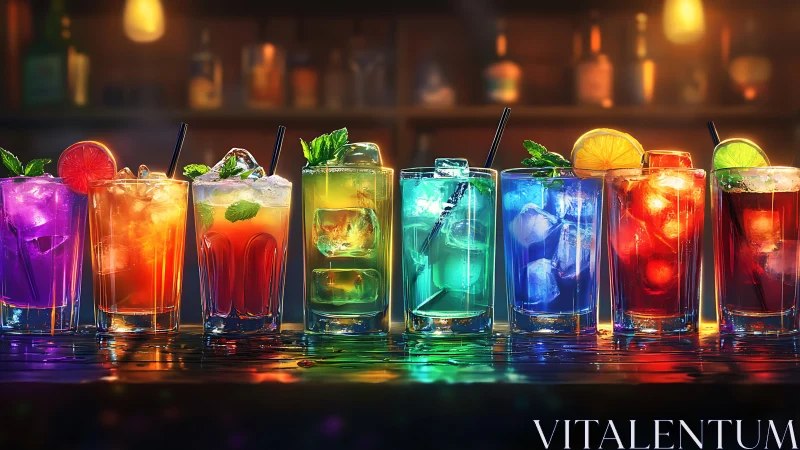 Luminescent cocktail symphony in prismatic splendor.