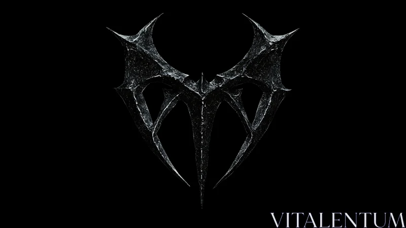 Dark metallic spiked emblem on solid black background.