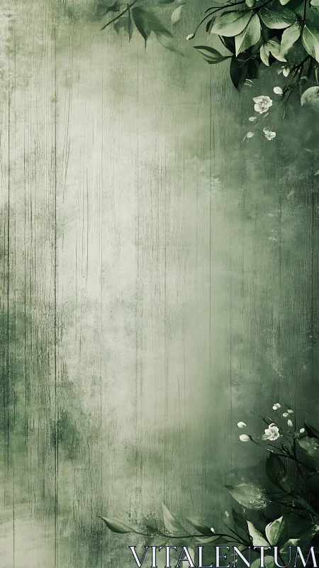 Green vertical background shows foliage framing blank center