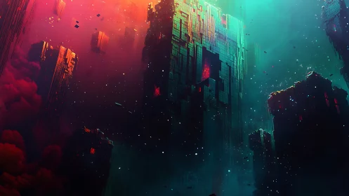 Monolithic geometric structures occupy a dense atmospheric void