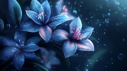 Luminescent Petals Dance: Galaxy-Infused Flowers Spark Wonder.