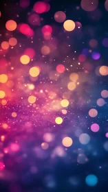 Colorful bokeh light orbs glow across deep blurred gradient