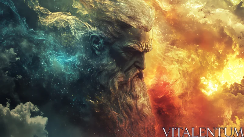 Elemental cosmic elder emerging from bifurcated nebulae.