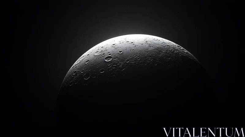 Lunar crescent renders cratered terminator under hard backlight