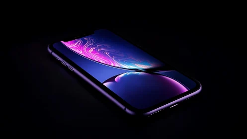 Futuristic Smartphone with Neon Gradient Display.