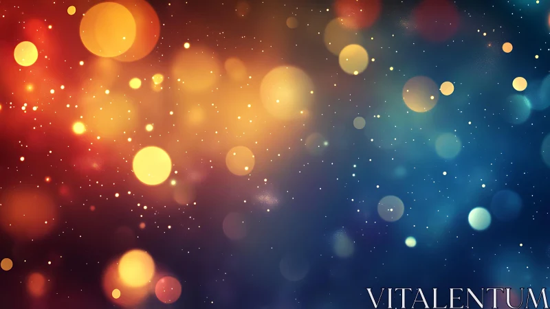 Vibrant bokeh lights in warm and cool tones, digital abstract art.