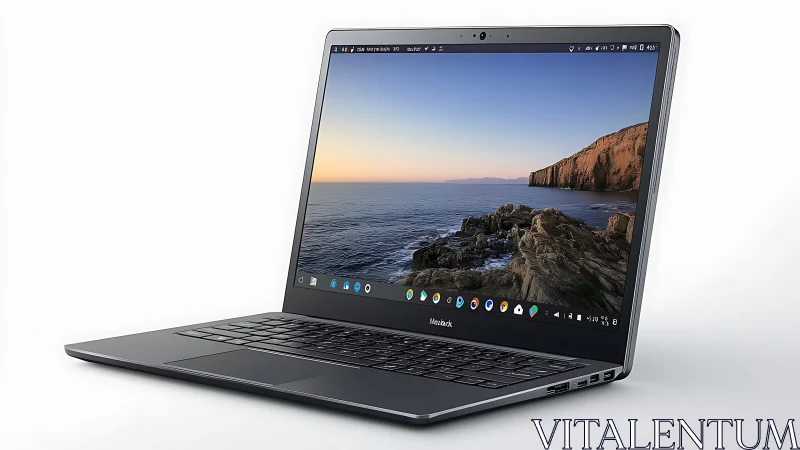 Slim ocean-lit laptop opens a quiet window onto digital calm