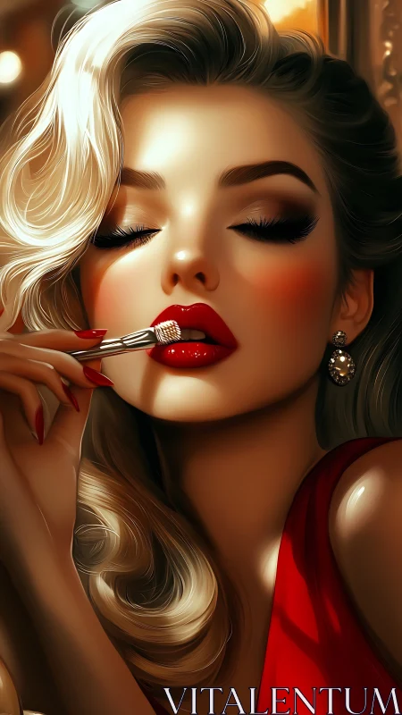 Velvety red glamour moment in soft cinematic close-up.