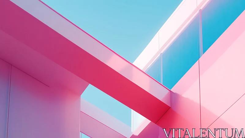 Modern Geometric Architecture with Pink and Blue Color Blocking
