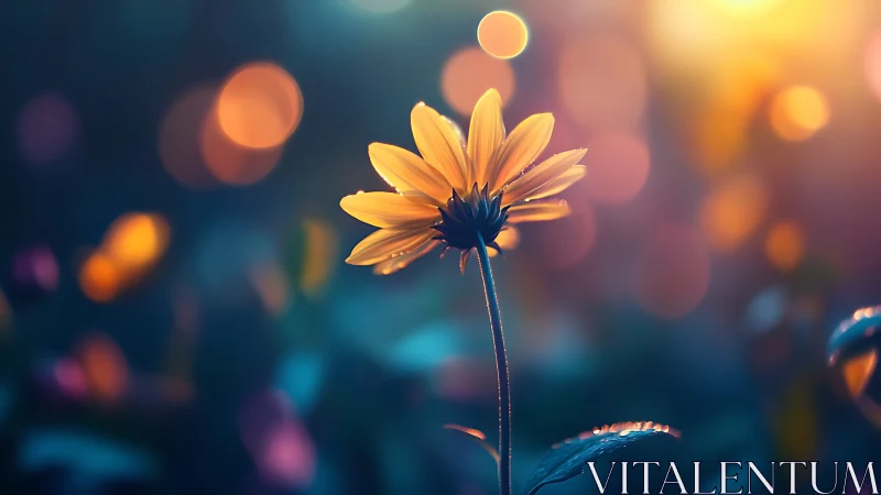 Golden Daisy Glows With Dreamy Bokeh Light