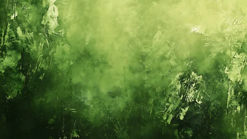 Green abstract textured background with rough paint strokes.