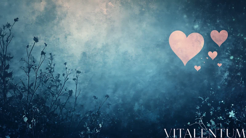 Hearts float through dreamy gardens with celestial magic