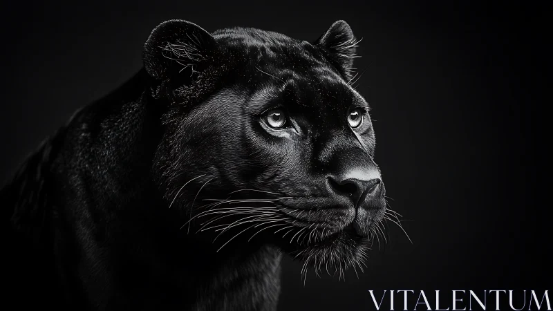 Black Leopard Portrait Against Dark Background