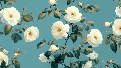 White Roses in Blue Skies.