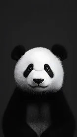 Gentle panda portrait glows softly against deep black