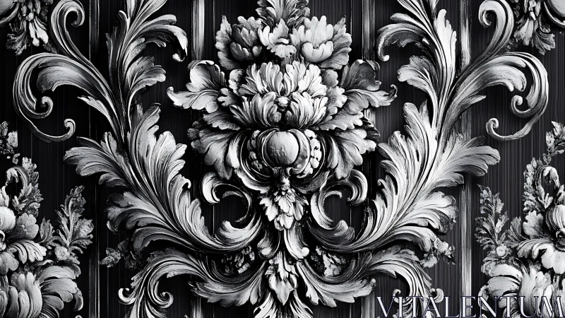 Ornate floral scrollwork in cozy black and white elegance.