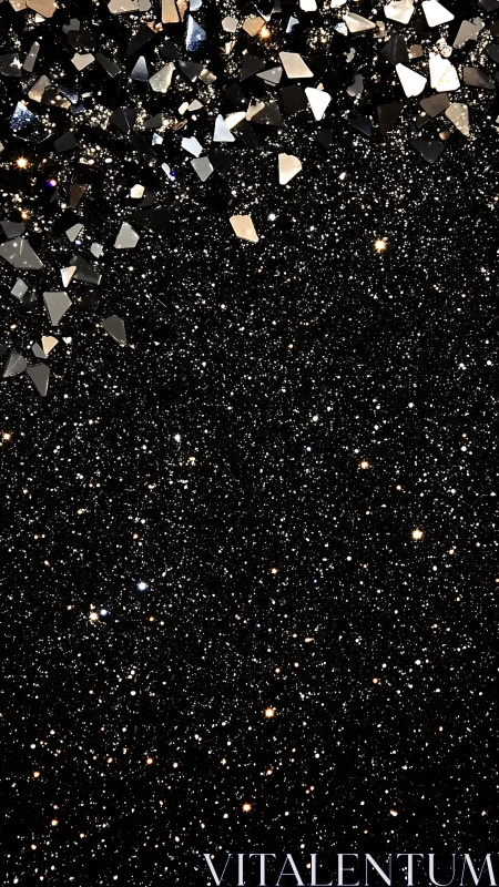 Angular metallic shards cascade over dense stellar glitter field