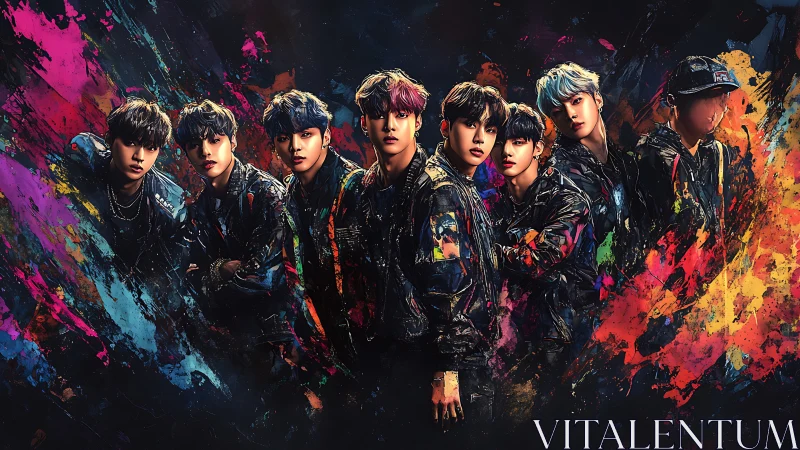 Electric band portrait glows amid bold splashes of color