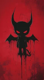 Shadowy demon silhouette bleeds into a red abyssal void.