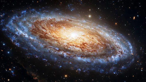 Starlit spiral galaxy blazing in a cosmic sea of wonder.