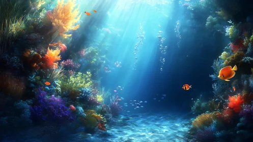 Sunlit coral garden where curious reef fish wander slowly.