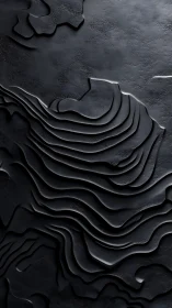 Layered black relief surface forms controlled abstract contours