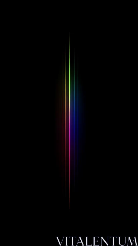 Spectral emission lines as vertical photonic traces on black.
