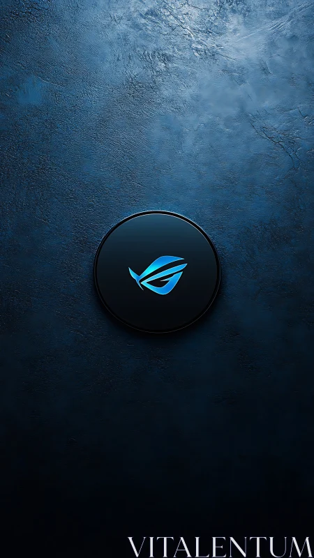 Blue tech emblem glows over textured navy backdrop.