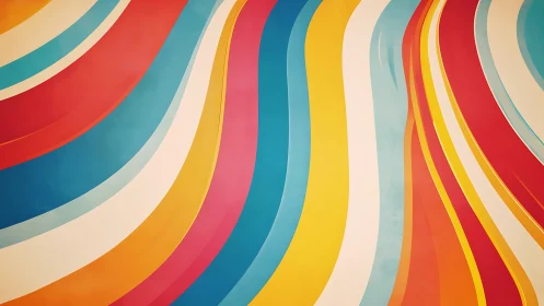 Digital painting of flowing multicolor ribbon wave bands composition.