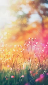 Backlit wildflower meadow with shallow depth and bokeh glow