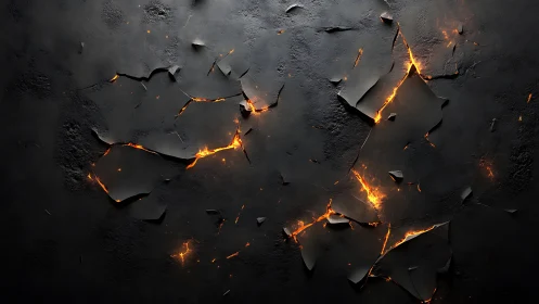 Cracked dark surface with glowing orange molten fissures.