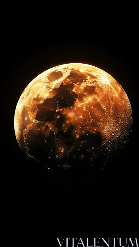 Radiant golden moon glows warmly against the silent night sky