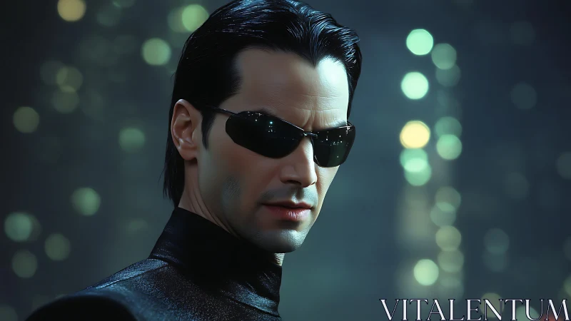 Midnight hacker sentinel in neon-soaked digital haze.