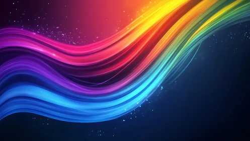 Prismatic river of neon light streaming through midnight space.