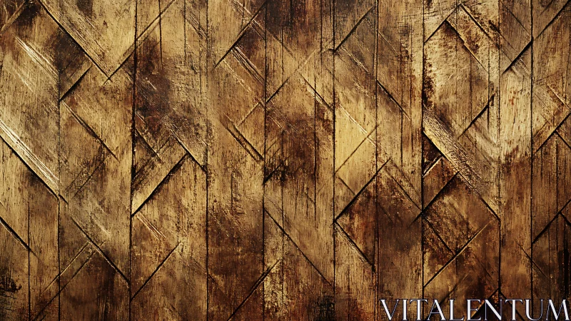 Geometric wooden surface shows intersecting linear engravings