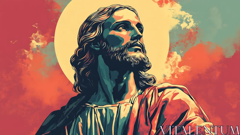 Radiant spiritual portrait bathed in sunrise colors.