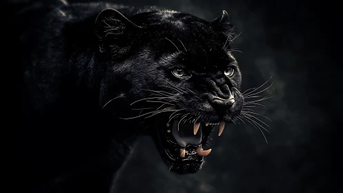Black Panther Portrait with Dramatic Chiaroscuro Lighting.
