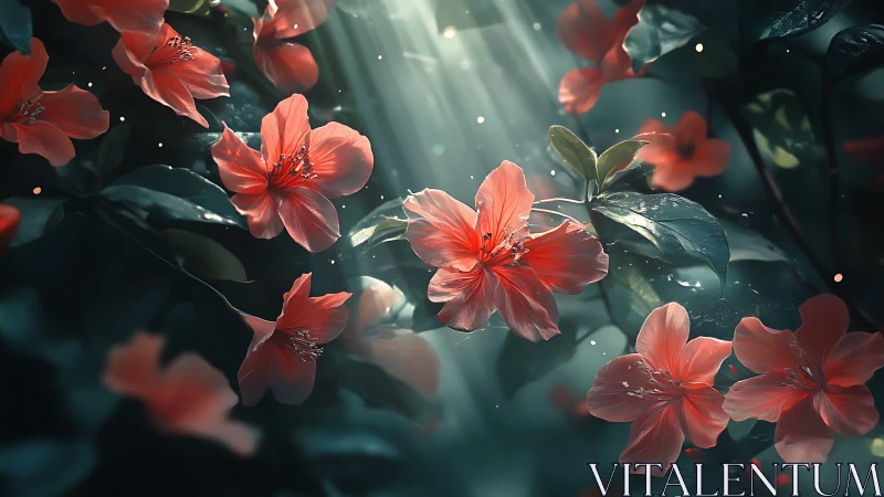 Radiant Red Blooms Dance in Ethereal Light