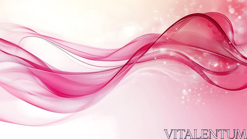 Pink abstract wave lines on soft gradient background.