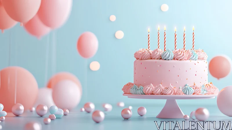A Beautiful Birthday Cake Celebration in Soft Pink and Blue.