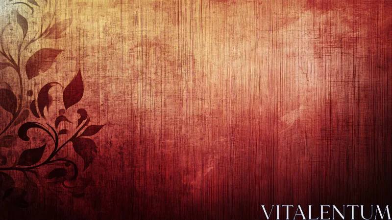 Grunge textured red gradient background with floral corner overlay