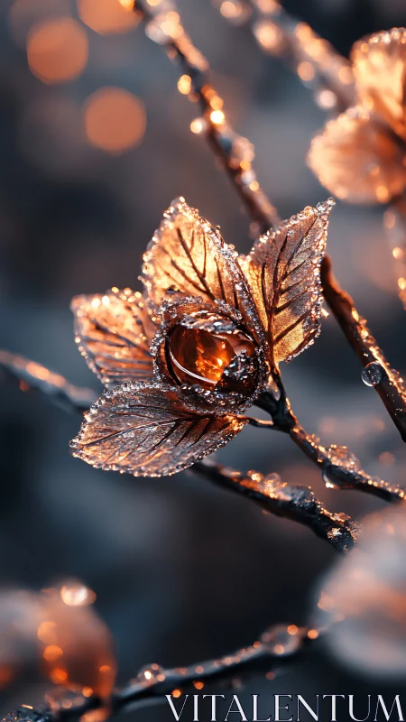 Crystal rose sculpture glows with warm bokeh highlights