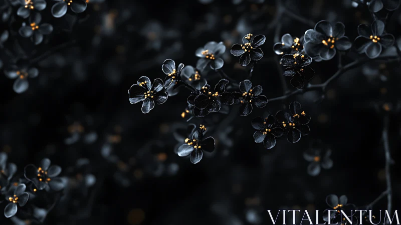 Frosted Night Blossoms With Golden Light