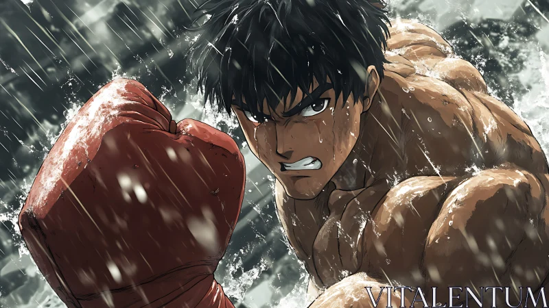 Fury in the Downpour: Warrior's Wet-Fisted Showdown.