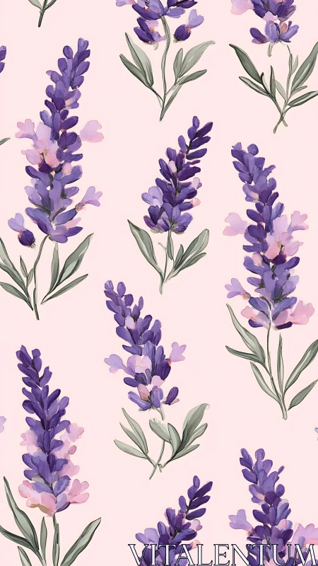Lavender Botanical Pattern with Soft Purple Blooms